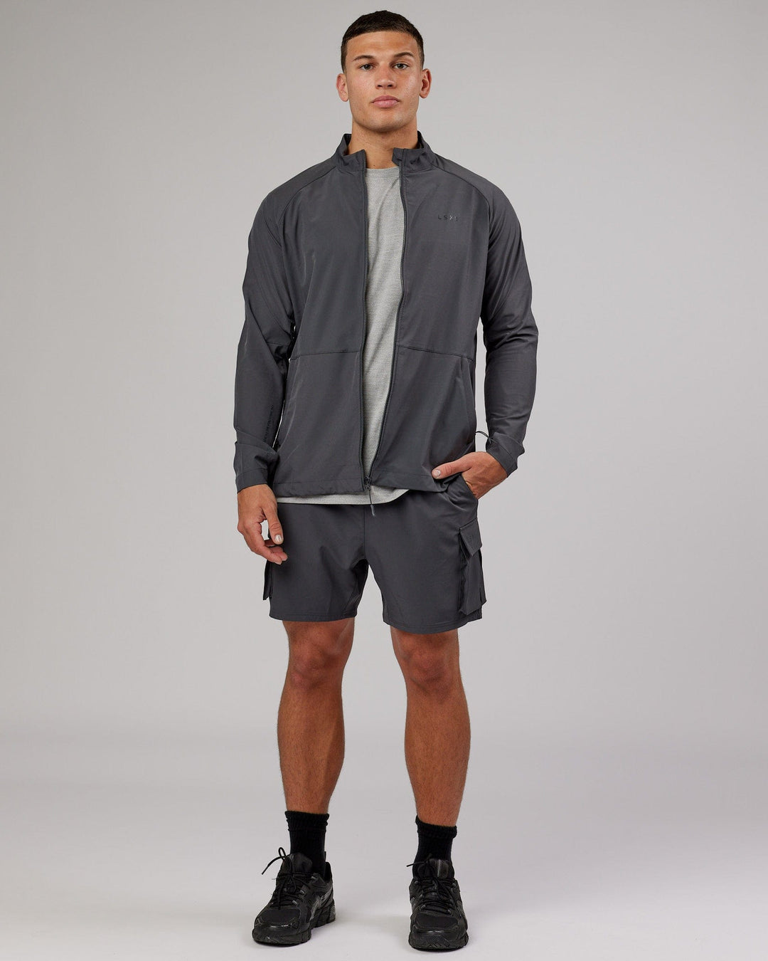 Man wearing Energy Stretch Performance Jacket - Asphalt